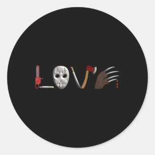 Pegatina Redonda Me encantan las películas de terror películas ater