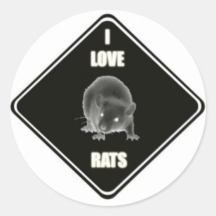 Pegatina Redonda Me encantan las ratas