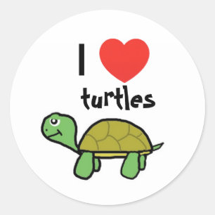 Pegatina Redonda Me encantan las tortugas