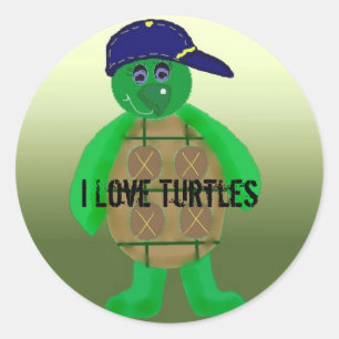 Pegatina Redonda Me encantan las tortugas