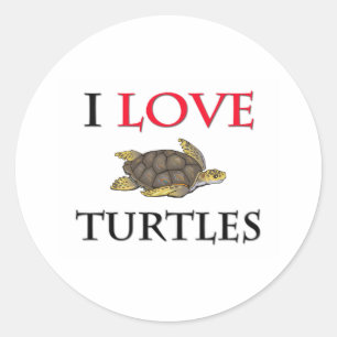 Pegatina Redonda Me encantan las tortugas