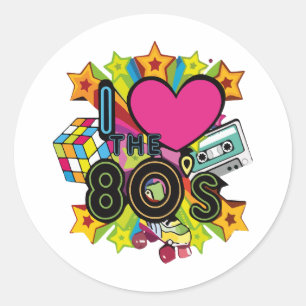 Pegatina Redonda me encantan los 80
