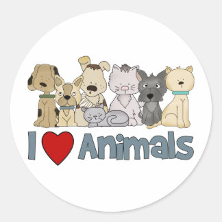 Pegatina Redonda Me encantan los animales