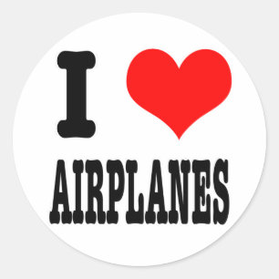 Pegatina Redonda Me encantan los aviones