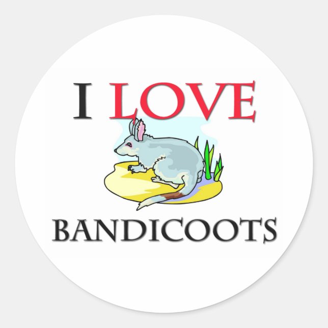 Pegatina Redonda Me encantan los Bandicots (Anverso)