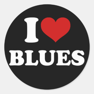 Pegatina Redonda Me encantan los Blues