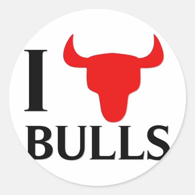Pegatina Redonda Me encantan los Bulls (Anverso)