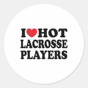 Pegatina Redonda Me Encantan Los Captores De Lacrosse Caliente De L
