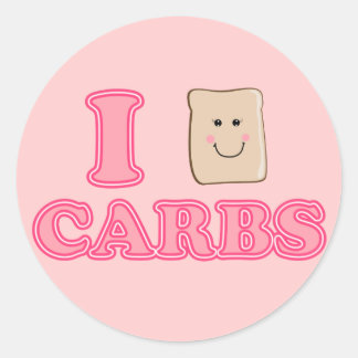 Pegatina Redonda Me encantan los Carbs