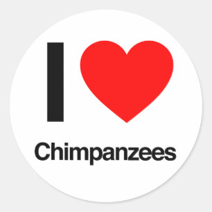 Pegatina Redonda me encantan los chimpancés