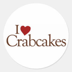 Pegatina Redonda Me encantan los Crabcakes