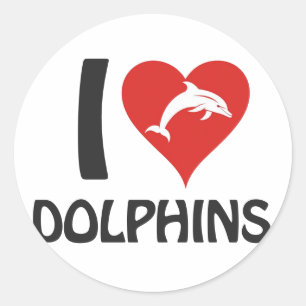 Pegatina Redonda Me encantan los delfines