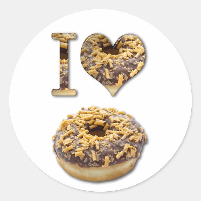 Pegatina Redonda Me encantan los donuts (Anverso)