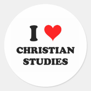 Pegatina Redonda Me encantan los estudios cristianos