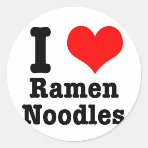 Pegatina Redonda Me encantan los fideos ramen