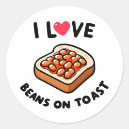 Pegatina Redonda Me encantan los frijoles con tostada