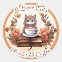 Me encantan los gatos, los libros y el café