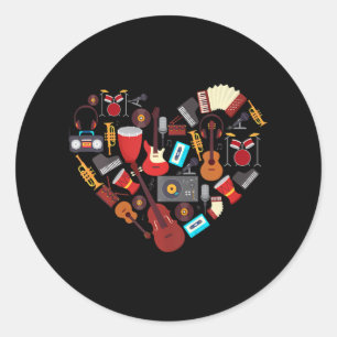 Pegatina Redonda Me encantan los instrumentos musicales de música P