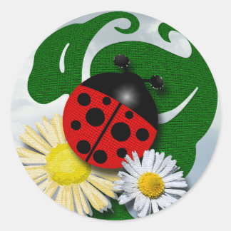 Pegatina Redonda Me encantan los Ladybugs