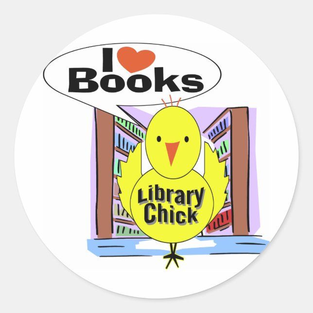 Pegatina Redonda Me encantan los libros (Anverso)