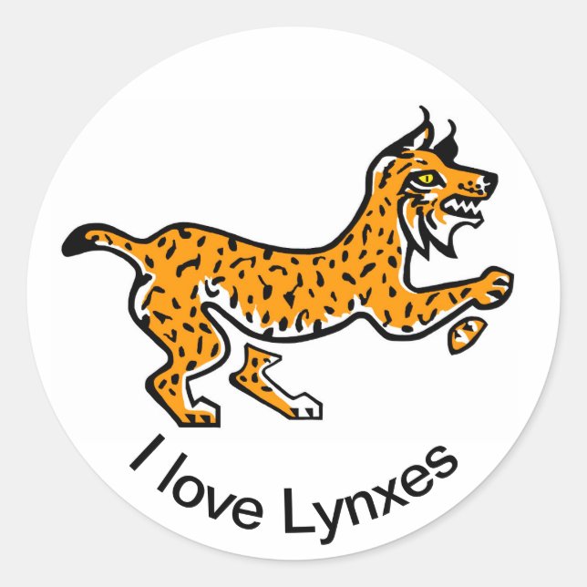 Pegatina Redonda Me encantan los LYNXES - Amante de los animales -  (Anverso)