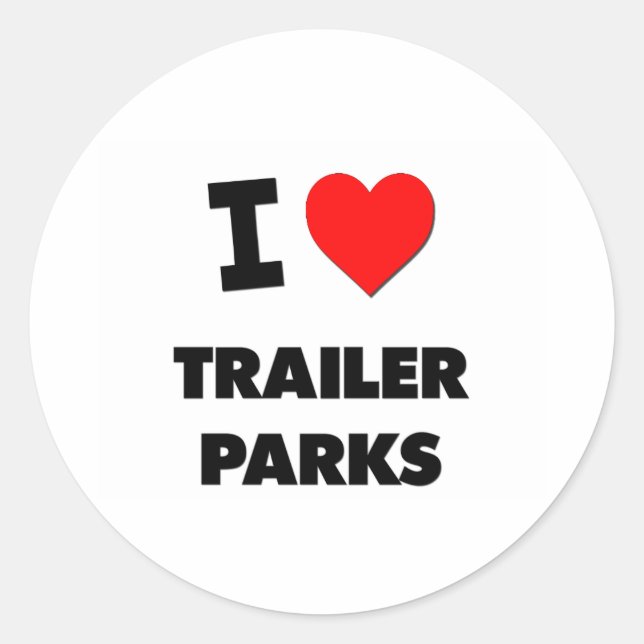 Pegatina Redonda Me encantan los Parques Trailer (Anverso)