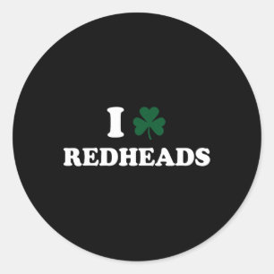 Pegatina Redonda Me encantan los pelirrojos irlandeses
