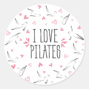 Pegatina Redonda ME ENCANTAN LOS PILATES PASA Poses en forma de cír