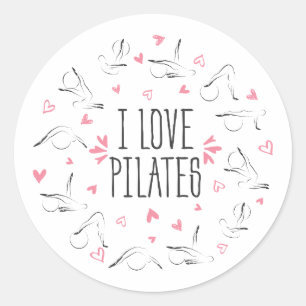 Pegatina Redonda ME ENCANTAN LOS PILATES PASA Poses en forma de cír