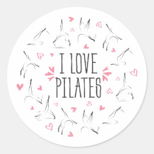 Pegatina Redonda ME ENCANTAN LOS PILATES PASA Poses en forma de cír