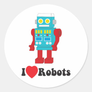 Pegatina Redonda ¡Me Encantan Los Robots!