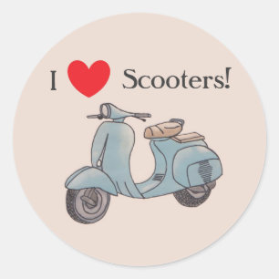 Pegatina Redonda ¡Me Encantan Los Scooters! Pegatinas