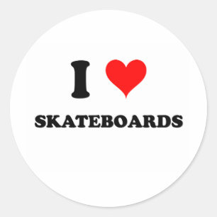 Pegatina Redonda Me encantan los skateboards