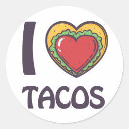 Pegatina Redonda Me encantan los tacos