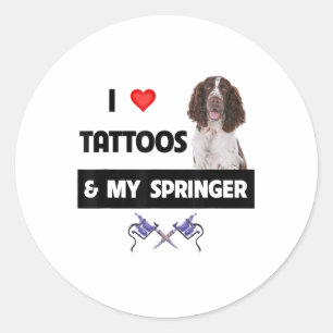 Pegatina Redonda Me Encantan Los Tattoos Y Mi Madre Perro Springer