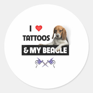 Pegatina Redonda Me Encantan Los Tatuajes Y Mi Papá Noel De Perro B