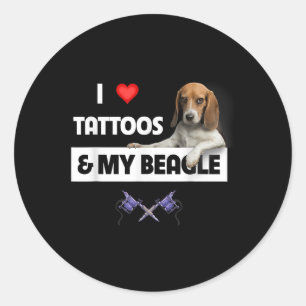 Pegatina Redonda Me Encantan Los Tatuajes Y Mi Papá Noel De Perro B