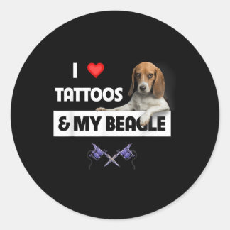 Pegatina Redonda Me Encantan Los Tatuajes Y Mi Papá Noel De Perro B