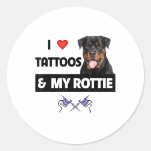 Pegatina Redonda Me Encantan Los Tatuajes Y Mi Rottie Rottweiler Do