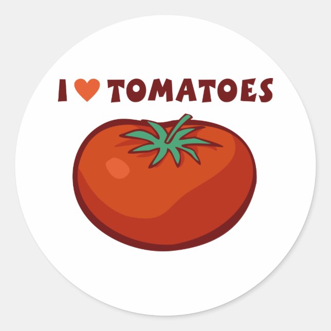 Pegatina Redonda Me encantan los tomates (Anverso)