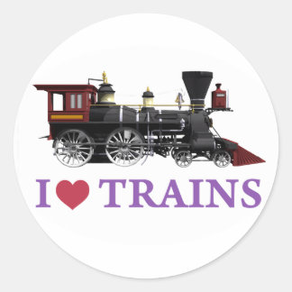 Pegatina Redonda Me encantan los trenes