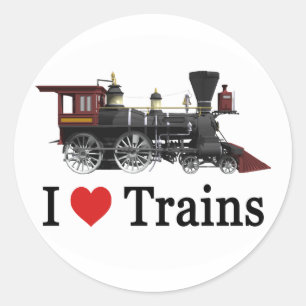 Pegatina Redonda Me encantan los trenes