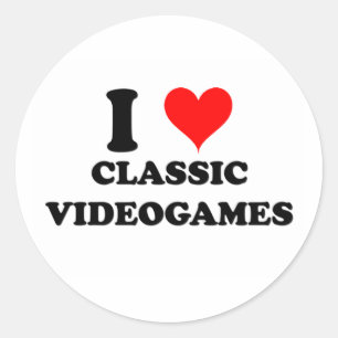 Pegatina Redonda Me encantan los videojuegos clásicos