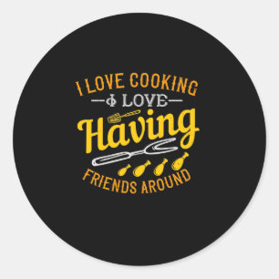 Pegatina Redonda Me Encanto Cocinar, Me Encanto De Tener Amigos Alr