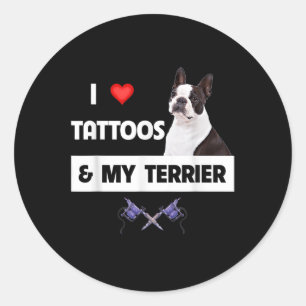 Pegatina Redonda Me Encanto De Los Tatuajes Y De Mi Perro Collie Fr