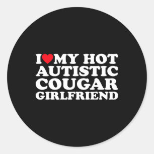 Pegatina Redonda Me Encanto Mi Autismo Caliente Autista Cougar Girl