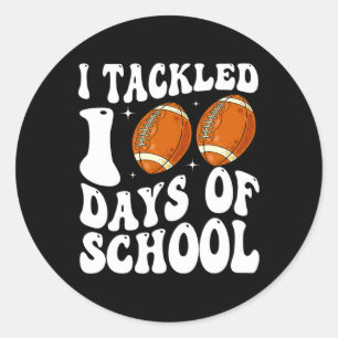 Pegatina Redonda Me Enfrenté A 100 Días De Fútbol Escolar 100 Días 