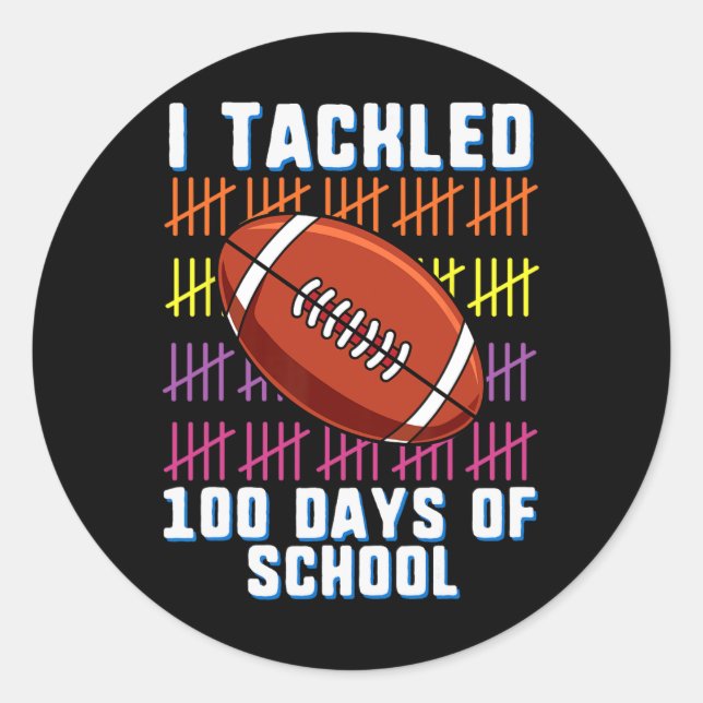 Pegatina Redonda Me Enfrenté A 100 Días De Niños De Fútbol Escolare (Anverso)