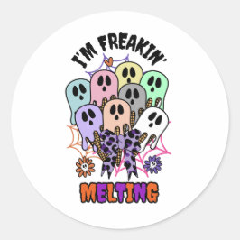 Pegatina Redonda Me estoy volviendo loco derritiendo helados de Hal