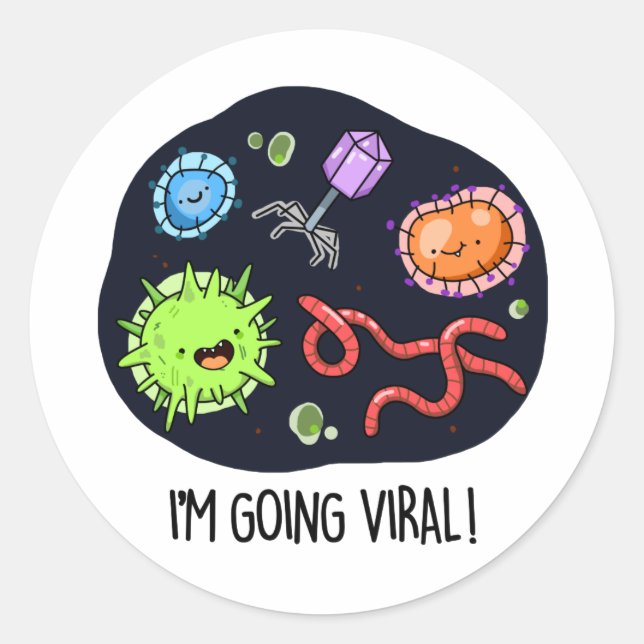 Pegatina Redonda Me estoy volviendo un virus divertido viral (Anverso)